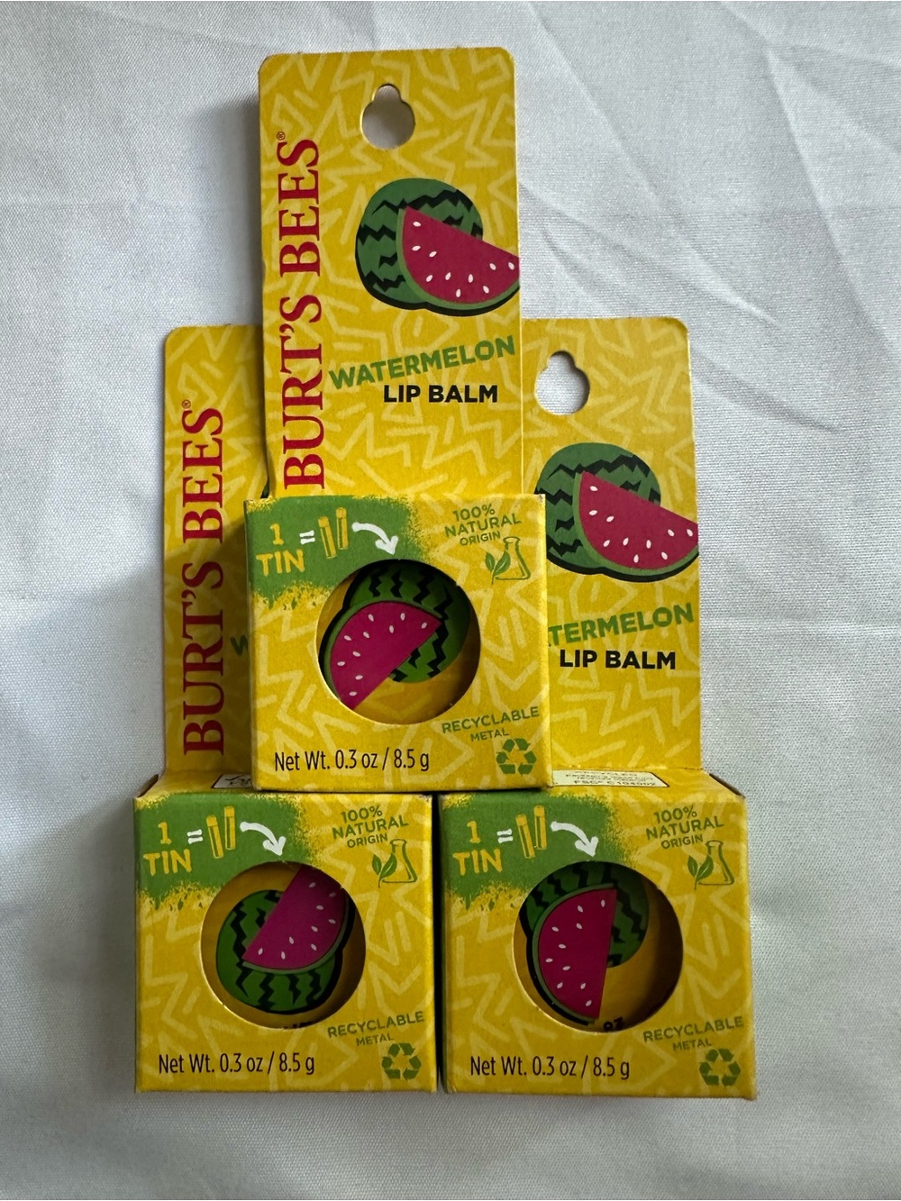Burt's Bees Watermelon Moisturizing Lip Balm Tin 0.3 oz 3 Count
